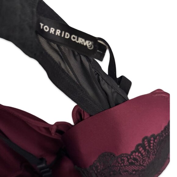 Torrid Curve Dark Red Lace Push Up Slip Dress / Lingerie - Size 1X - Picture 5 of 10